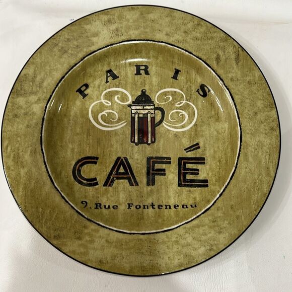 Sakura Coffee Break Plates set 4 Paris Cafe New York Caffe Expresso 8 In Round - Picture 4 of 11